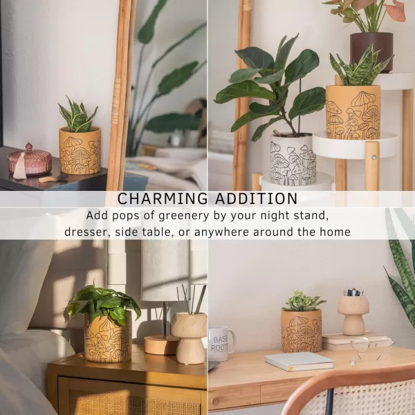 Mushroom Decor Planter Handmade Design Speckled White and Tan Ceramic Indoor Plant Pot for Succulents Vase Modern Boho Cottagecore Room Decor Trendy Ornament Cute Vintage Aesthetic Home Decor Gift