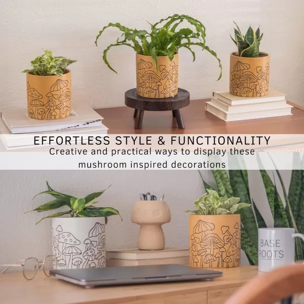 Mushroom Decor Planter Handmade Design Speckled White and Tan Ceramic Indoor Plant Pot for Succulents Vase Modern Boho Cottagecore Room Decor Trendy Ornament Cute Vintage Aesthetic Home Decor Gift