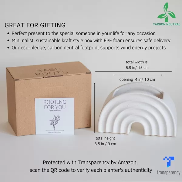 Rainbow Arched Planter Speckled White Textured Organic Modern Minimalist Aesthetic Ceramic Vase wDrainage Hole Sun Decor Circle Vase Unique MidCentury Vintage Small Flower Centerpieces