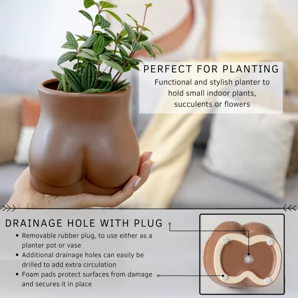 Save 10 on Hanging Shelves for Wall Set of 2 w Hooks Wooden Shelf Macrame Rope Body Vase Female Form Butt Planter Booty Vases for Flowers w Drainage Speckled Matte Brown Modern Boho Cute Chic