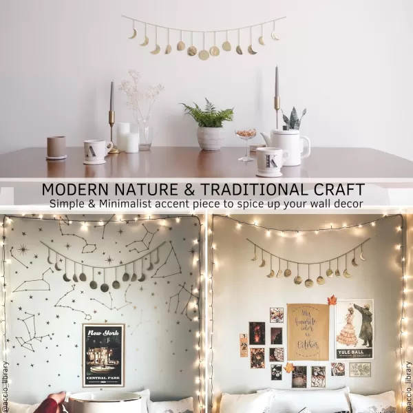 Save 10 on Moon Phase Wall Hanging Handmade Hammered Gold Metal 13 Moons 36quot Garland Boho Decor Hanging Fruit Basket Woven 3 Tier for Kitchen Bohemian Aesthetic Home Decorations for Bedroom