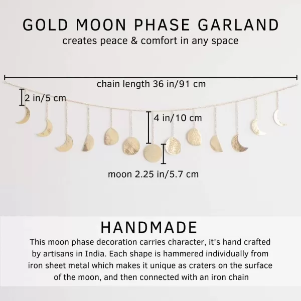 Save 10 on Moon Phase Wall Hanging Handmade Hammered Gold Metal 13 Moons 36quot Garland Boho Decor Hanging Shelves for Wall Set of 2 w Hooks Wooden Shelf Macrame Rope Natural Light Reclaimed Wood