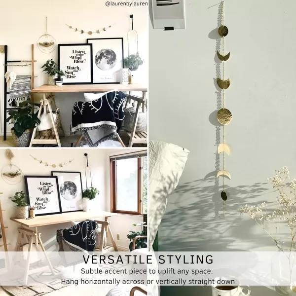Save 10 on Moon Phase Wall Hanging Handmade Hammered Gold Metal 7 Moons 34quot Garland Boho Decor Hanging Fruit Basket Woven 3 Tier for Kitchen Bohemian Aesthetic Home Decorations for Bedroom