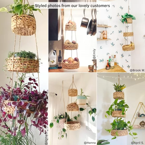Save 10 on Moon Phase Wall Hanging Handmade Hammered Gold Metal 7 Moons 34quot Garland Boho Decor Hanging Fruit Basket Woven 3 Tier for Kitchen Bohemian Aesthetic Home Decorations for Bedroom