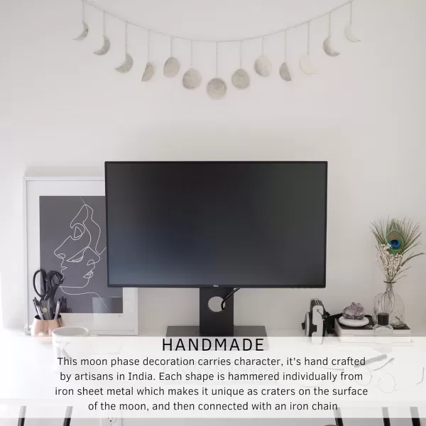 Save 10 on Moon Phase Wall Hanging Handmade Hammered Gold and Silver Metal Moons Garland Boho Decor Phases of the Moon Celestial Lunar Art Bohemian Aesthetic Decorations for Bedroom Headboard