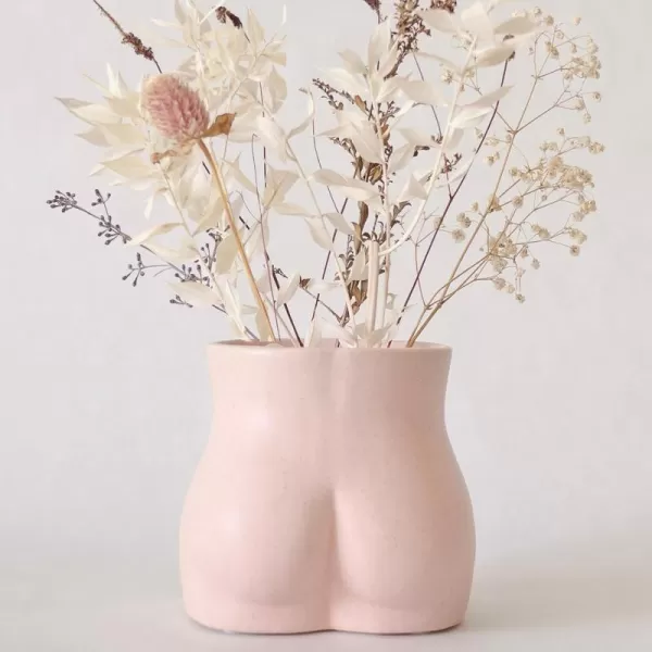 Body Vase Female Form Butt Planter Cheeky Flower Vases wDrainage Speckled Matte Nude Ceramic Women Booty Shaped Sculpture Modern Boho Decor Plant Pot Feminist Cute Minimalist Chic Small BathroomBlush Pink Bottom
