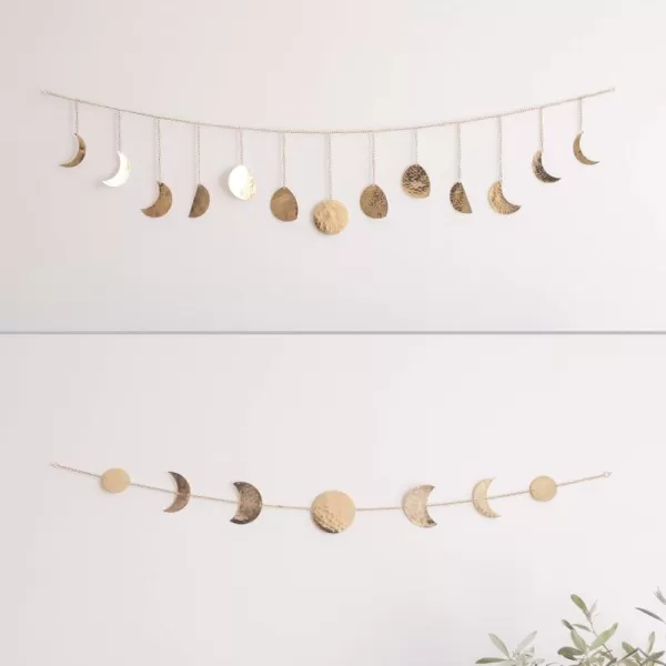 Save 10 on Moon Phase Wall Hanging Handmade Hammered Gold Metal Moons Garland Boho Decor Phases of the Moon Celestial Lunar Art Bohemian Aesthetic Home Decorations for Bedroom Headboard
