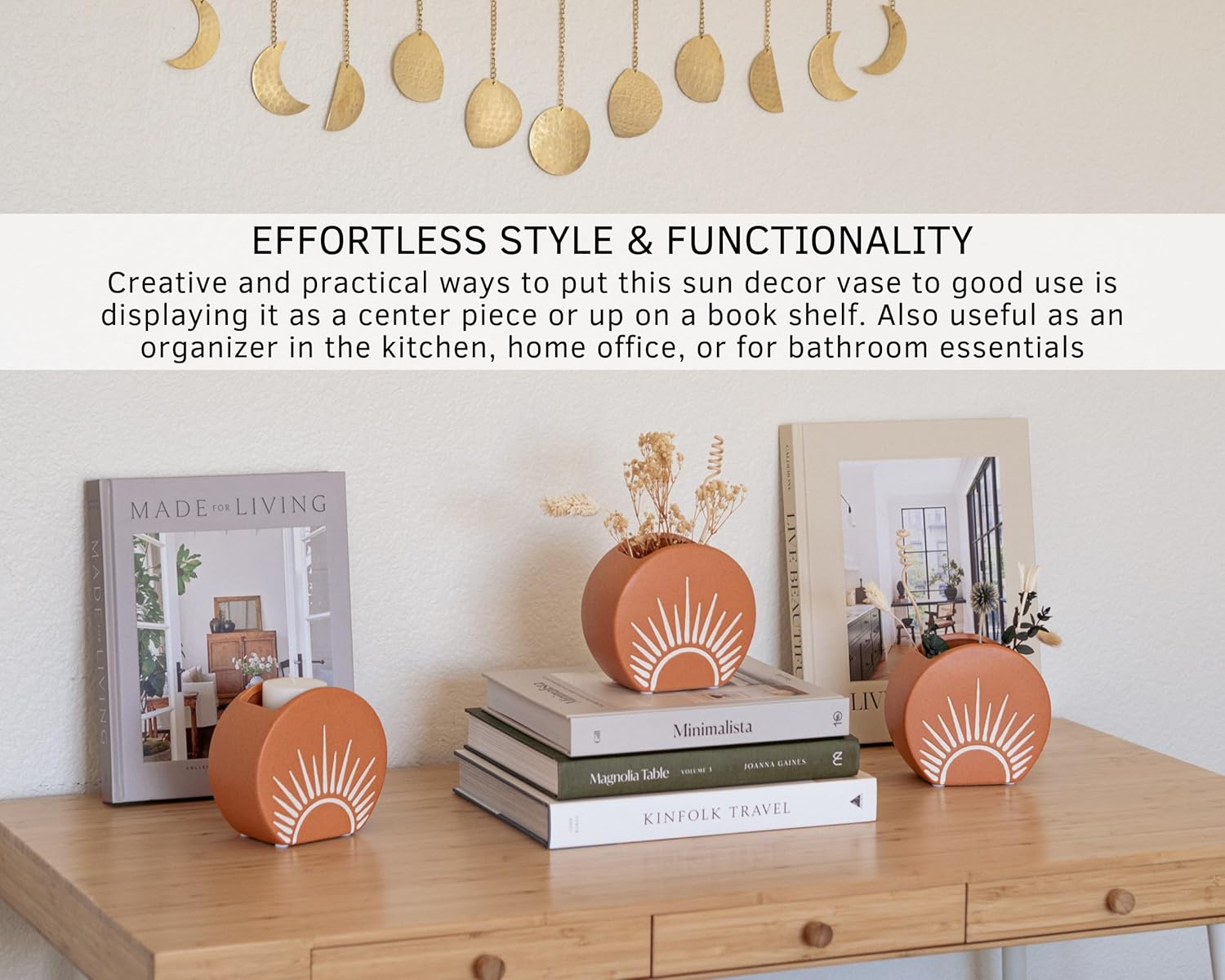 Sun Decor Vase Handmade Design Terracotta Speckled Ceramic Planter w Drainage Hole Minimalist Modern Cute Vintage Aesthetic Small Flower Vases Centerpieces Unique Indoor Plant Pot Boho Chic RusticSun Vase Speckled Terracotta