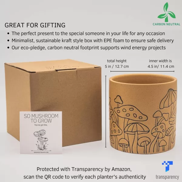 BASE ROOTS Mushroom Planter Speckled White IndoorOutdoor Holds Small PlantsSpeckled Terracotta