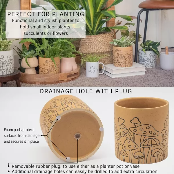 BASE ROOTS Mushroom Planter Speckled White IndoorOutdoor Holds Small PlantsSpeckled Terracotta