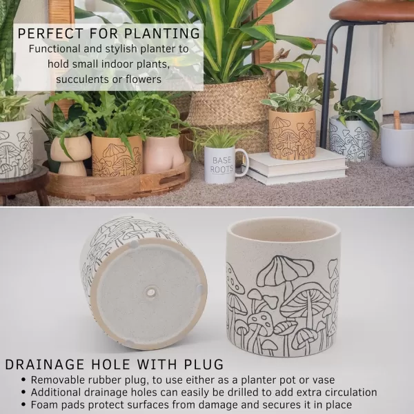 BASE ROOTS Mushroom Planter Speckled White IndoorOutdoor Holds Small PlantsSpeckled White