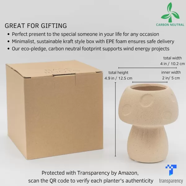BASE ROOTS Mushroom Planter Speckled White IndoorOutdoor Holds Small PlantsTextured Sand