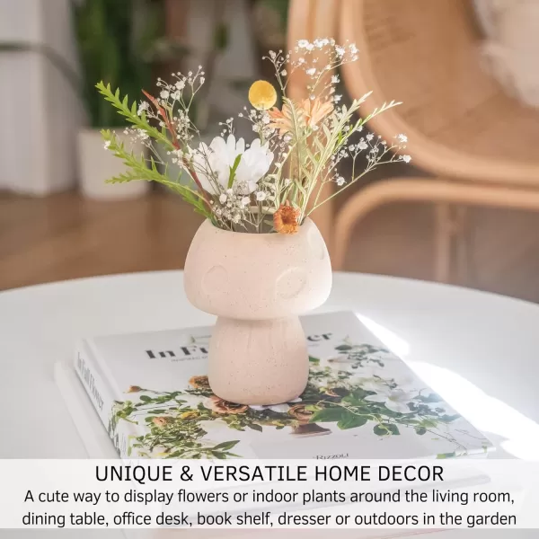 BASE ROOTS Mushroom Planter Speckled White IndoorOutdoor Holds Small PlantsTextured Sand
