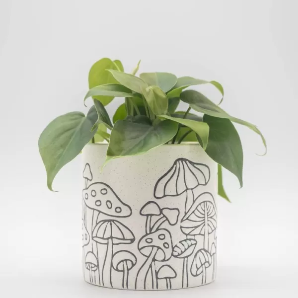 BASE ROOTS Mushroom Planter Speckled White IndoorOutdoor Holds Small PlantsSpeckled White