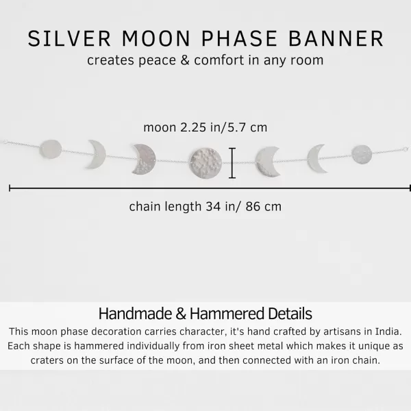 BASE ROOTS Hanging Shelves for Wall Set of 2 wHooks Wooden Shelf Macrame Rope Natural Light Reclaimed Wood Moon Phase Wall Hanging Handmade Hammered Silver Metal 7 Moons 34quot Banner Boho Decor