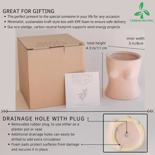 Body Vase Female Form Boob Planter Flower Vase wDrainage Plug Speckled Matte Nude Ceramic Feminine Women Sculpture Breast Cute Chic Plant Pot Boho Home Decor Desk Small Accent Unique Boob GiftsBlush Pink Top