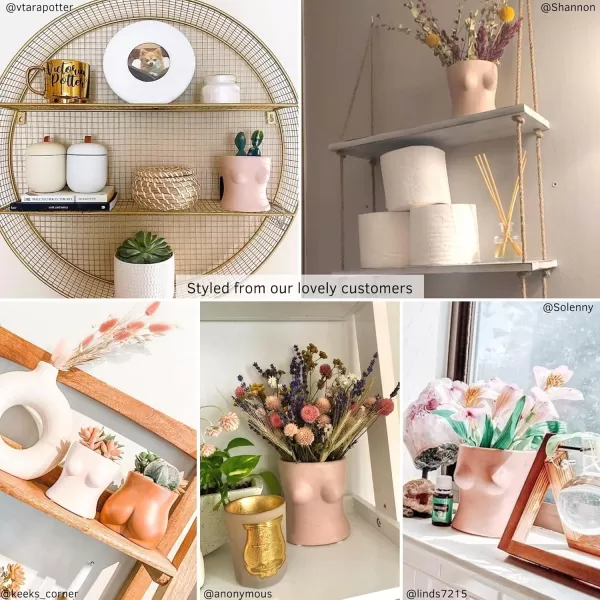 Body Vase Female Form Boob Planter Flower Vase wDrainage Plug Speckled Matte Nude Ceramic Feminine Women Sculpture Breast Cute Chic Plant Pot Boho Home Decor Desk Small Accent Unique Boob GiftsBlush Pink Top