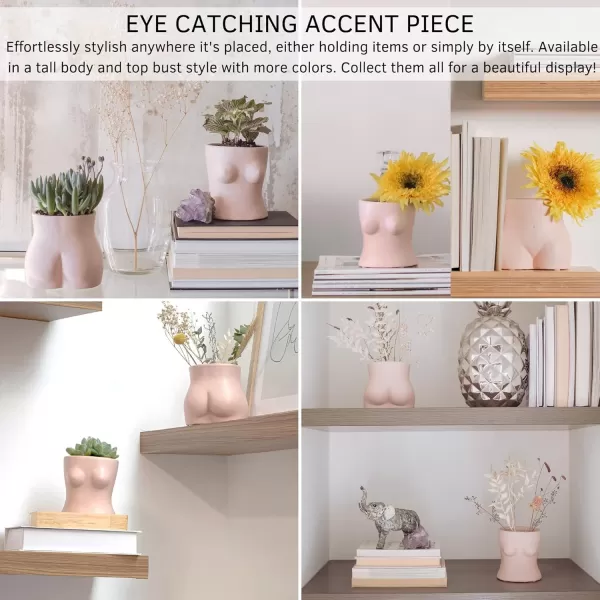 Body Vase Female Form Boob Planter Flower Vase wDrainage Plug Speckled Matte Nude Ceramic Feminine Women Sculpture Breast Cute Chic Plant Pot Boho Home Decor Desk Small Accent Unique Boob GiftsBlush Pink Top