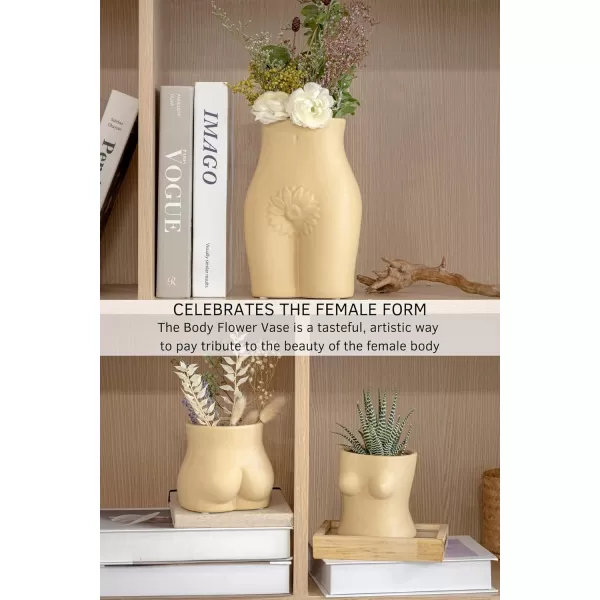 Body Vase Female Form Butt Planter Booty Vases for Flowers Boob Planter Bust Flower Vases wDrainage Hole Speckled Matte Nude Ceramic Cheeky Cute Small Indoor Plant Pot Modern Boho Room Decor