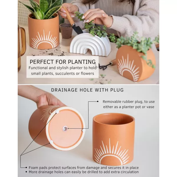 Cloud Indoor Hanging Plant Pot Adjustable Macrame Rope Organic Modern Minimalist Aesthetic Ceramic Vase w Drainage Hole Sun Decor Cylinder Terracotta Planter Unique Vintage Handmade Indoor Decor