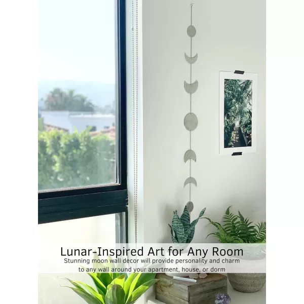 Moon Phase Wall Hanging Handmade Gold Metal Moons Decor 13 Moons 36quot Garland Phases of The Moon Celestial Wall Art Bohemian Gold Room Decor Aesthetic Zen Boho Girl Bedroom Headboard DormSilver Banner