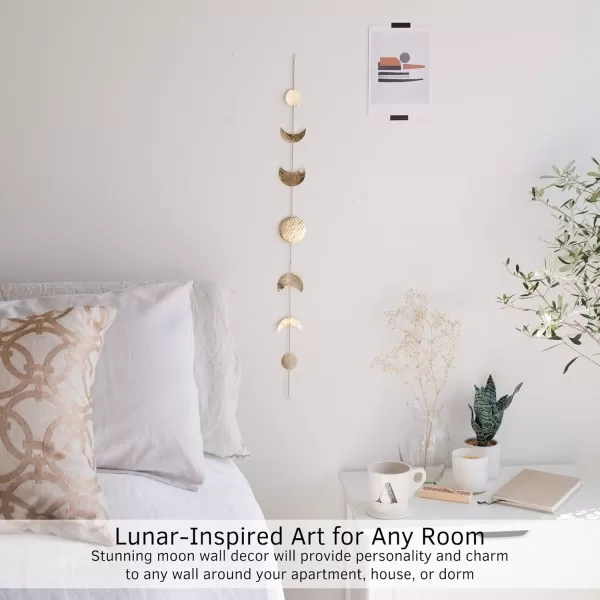 Moon Phase Wall Hanging Handmade Gold Metal Moons Decor 13 Moons 36quot Garland Phases of The Moon Celestial Wall Art Bohemian Gold Room Decor Aesthetic Zen Boho Girl Bedroom Headboard DormGold Banner