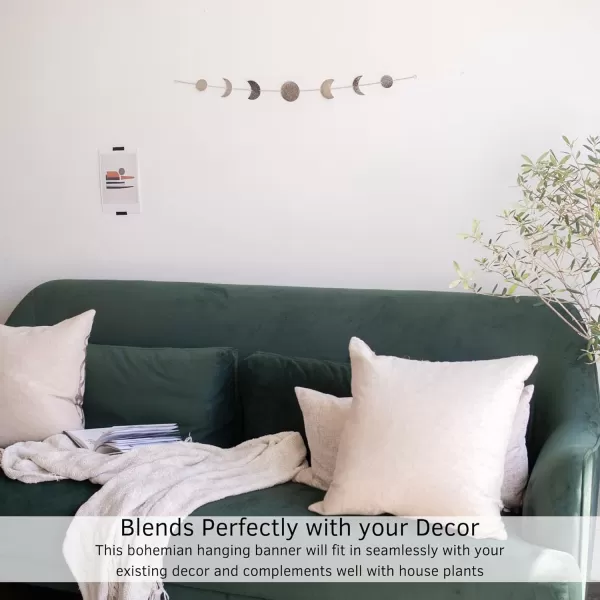 Moon Phase Wall Hanging Handmade Gold Metal Moons Decor 13 Moons 36quot Garland Phases of The Moon Celestial Wall Art Bohemian Gold Room Decor Aesthetic Zen Boho Girl Bedroom Headboard DormSilver Banner
