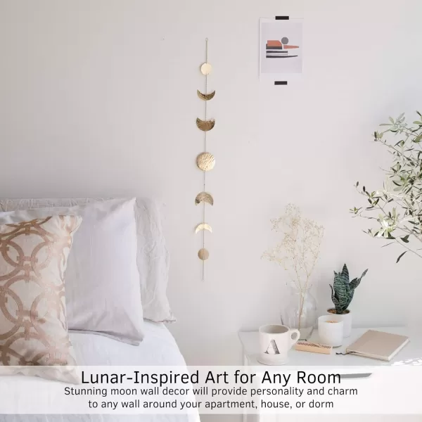 Moon Phase Wall Hanging Handmade Hammered Gold Metal 7 Moons 34quot Banner Phases of the Moon Mushroom Decor Planter Handmade Design Terracotta Ceramic Unique Retro Plant Pot Modern Boho Cottagecore