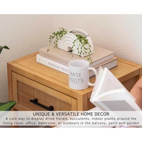 Rainbow Arched Planter White Vase Speckled Ceramic wDrainage Hole Textured Ribbed Arch Organic Modern Aesthetic Small Flower Vases for Centerpieces Unique Indoor Plant Pot Boho Living Room DcorRainbow Speckled White