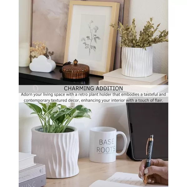 Spiral Planter Swirl Twist Speckled Matte White Ceramic w Drainage Hole Unique Small Indoor Plant Pot Mid Century Modern Minimalist Cute Vintage Aesthetic Centerpieces Flower Boho Living Room DecorWavy Speckled White