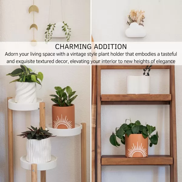 Spiral Planter Swirl Twist Speckled Matte White Ceramic w Drainage Hole Unique Small Indoor Plant Pot Mid Century Modern Minimalist Cute Vintage Aesthetic Centerpieces Flower Boho Living Room DecorSpiral Speckled White