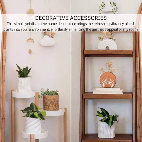 Spiral Planter Swirl Twist Speckled Matte White Ceramic w Drainage Hole Unique Small Indoor Plant Pot Mid Century Modern Minimalist Cute Vintage Aesthetic Centerpieces Flower Boho Living Room DecorWavy Speckled White