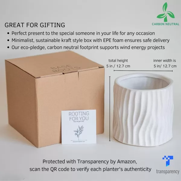 Wavy Planter Speckled Matte White Ceramic w Drainage Hole Indoor Plant Pot Modern Mid Century Cute Vintage Minimalist Aesthetic Centerpieces Small Flowers Unique Boho Funky Rustic Retro Home DcorWavy Speckled White