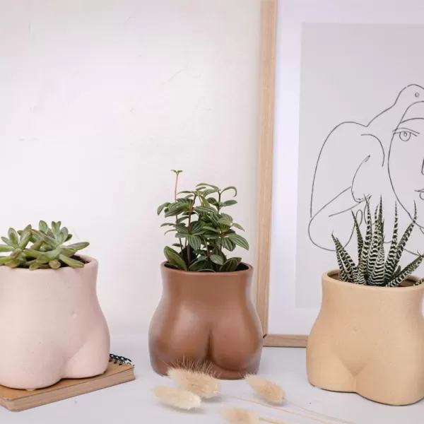 Body Vase Female Form Butt Planter Booty Vases for Flowers wDrainage Speckled Matte Finish Ceramic Cheeky Plant Pot Modern Boho Room Decor Cute Small Chic Succulents Woman Lady Shaped Sculpture