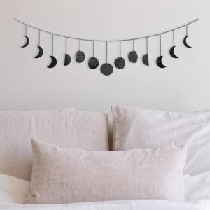 imageBASE ROOTS Moon Phase Black Wall Decor for Bedroom ampamp Living Room Bohemian Wall Decor Handmade Hammered Metal 36quot 13 Phases Moon Celestial Wall Art Gift for Women ampamp Kids