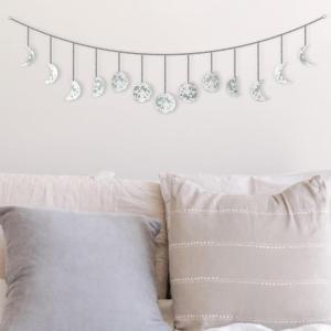 imageBASE ROOTS Moon Phase White Gray Wall Decor for Bedroom ampamp Living Room Bohemian Wall Decor Handmade Hammered Metal 36quot 13 Phases Moon Celestial Wall Art Gift for Women ampamp Kids