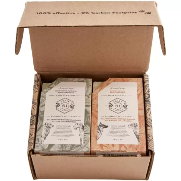 Cedarwood Patchouli 4pack Crate 61 All Natural Cold Process Pet Dog Shampoo Bar pH Balanced 100 plant based Plastic FreeMedley