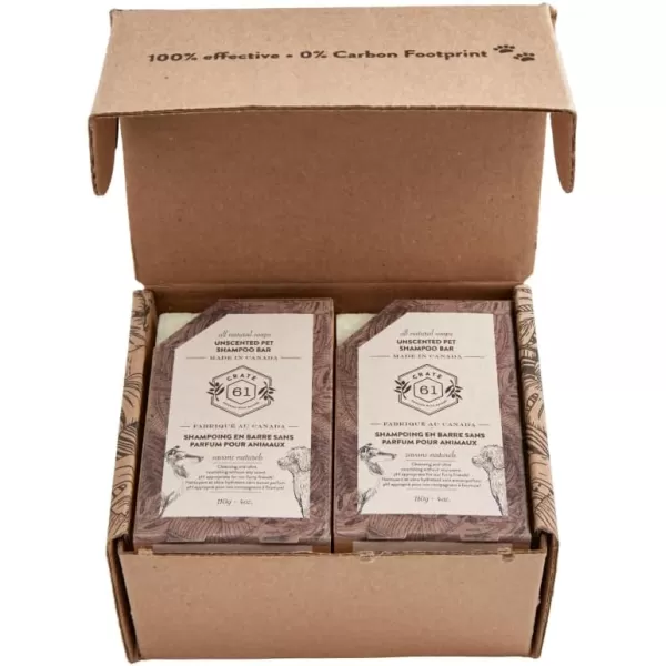 Cedarwood Patchouli 4pack Crate 61 All Natural Cold Process Pet Dog Shampoo Bar pH Balanced 100 plant based Plastic FreeUnscented