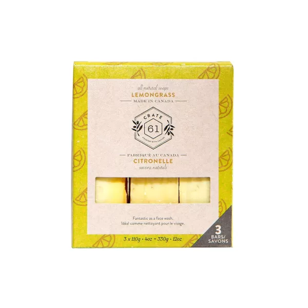 Crate 61 Handmade in Canada Plant Based Cold Process Natural Bar Soap For Face And Body With Premium Essential Oils Eucalyptus ampamp Peppermint For Men And Women 3 Pack EucamintLemongrass