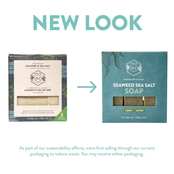 Crate 61 Handmade in Canada Plant Based Cold Process Natural Bar Soap For Face And Body With Premium Essential Oils Eucalyptus ampamp Peppermint For Men And Women 3 Pack EucamintSeaweed and Sea Salt