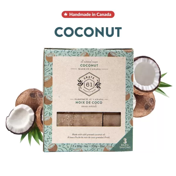 Crate 61 Handmade in Canada Plant Based Cold Process Natural Bar Soap For Face And Body With Premium Essential Oils Eucalyptus ampamp Peppermint For Men And Women 3 Pack EucamintCoconut