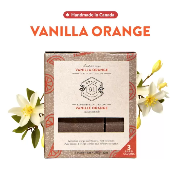 Crate 61 Handmade in Canada Plant Based Cold Process Natural Bar Soap For Face And Body With Premium Essential Oils Eucalyptus ampamp Peppermint For Men And Women 3 Pack Eucamintvanilla orange