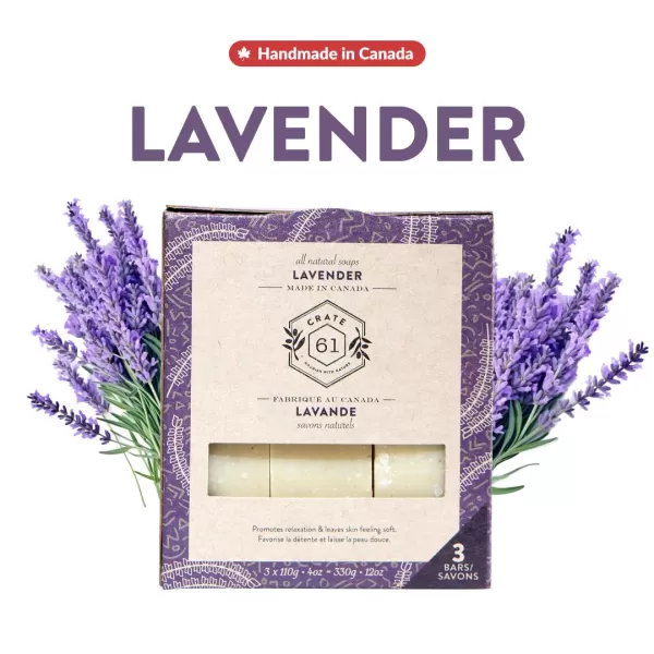 Crate 61 Handmade in Canada Plant Based Cold Process Natural Bar Soap For Face And Body With Premium Essential Oils Eucalyptus ampamp Peppermint For Men And Women 3 Pack EucamintLavender