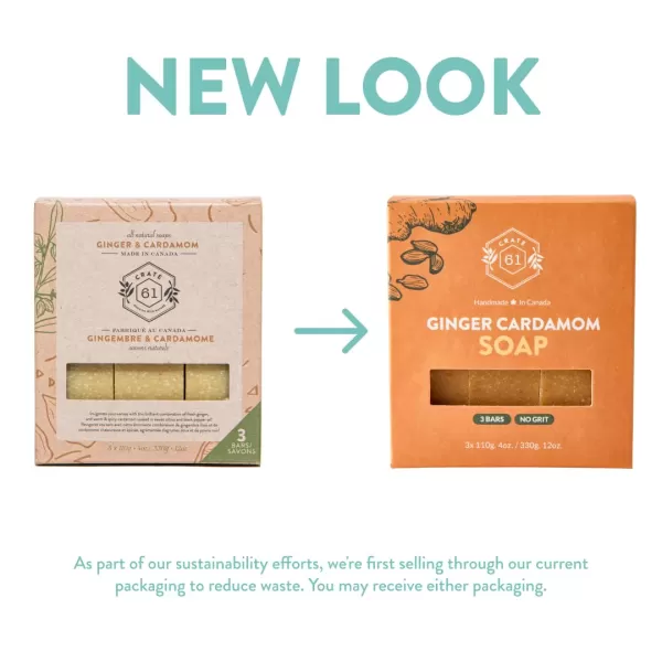 Crate 61 Handmade in Canada Plant Based Cold Process Natural Bar Soap For Face And Body With Premium Essential Oils Eucalyptus ampamp Peppermint For Men And Women 3 Pack EucamintGinger Cardamom