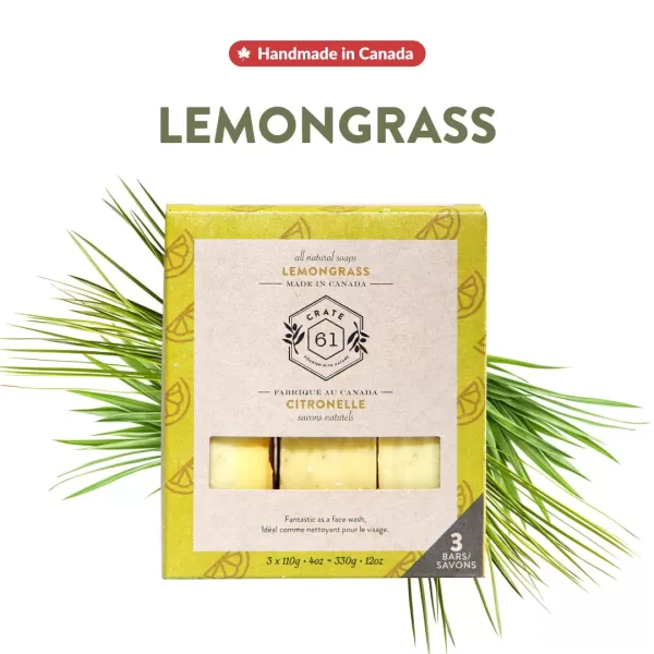 Crate 61 Handmade in Canada Plant Based Cold Process Natural Bar Soap For Face And Body With Premium Essential Oils Eucalyptus ampamp Peppermint For Men And Women 3 Pack EucamintLemongrass