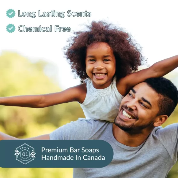 Crate 61 Handmade in Canada Plant Based Cold Process Natural Bar Soap With Premium Essential Oils Dry Skin Pack of 6 For HimCitrus