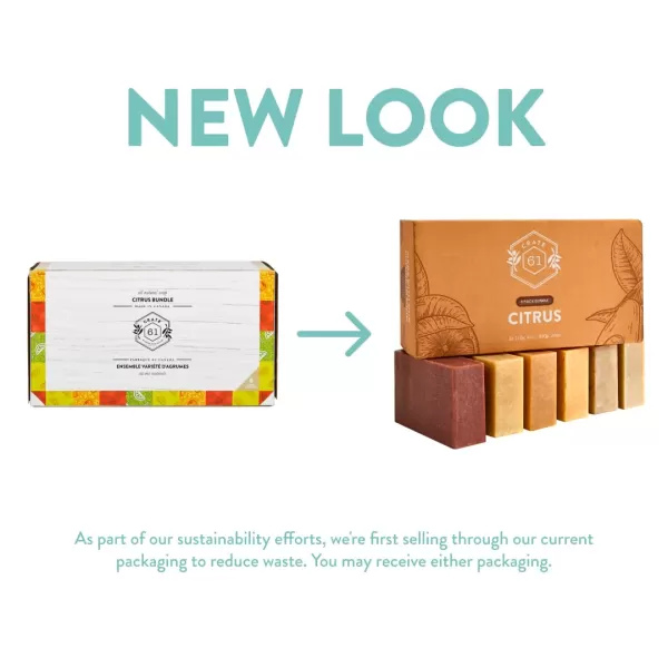Crate 61 Handmade in Canada Plant Based Cold Process Natural Bar Soap With Premium Essential Oils Dry Skin Pack of 6 For HimCitrus