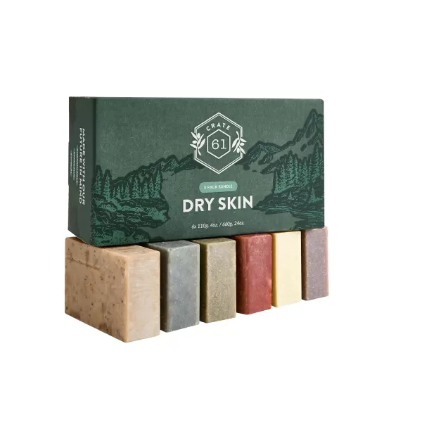 Crate 61 Handmade in Canada Plant Based Cold Process Natural Bar Soap With Premium Essential Oils Dry Skin Pack of 6 For HimDry Skin