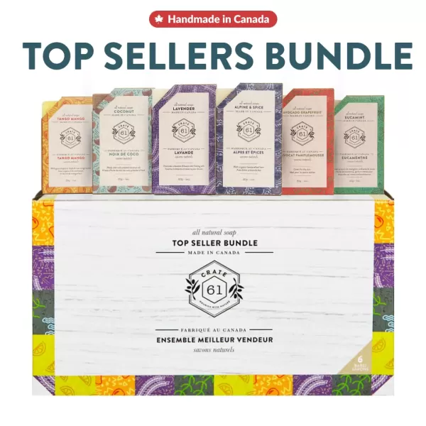 Crate 61 Handmade in Canada Plant Based Cold Process Natural Bar Soap With Premium Essential Oils Dry Skin Pack of 6 For HimMost Popular