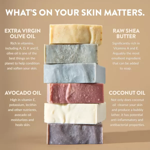 Crate 61 Handmade in Canada Plant Based Cold Process Natural Bar Soap With Premium Essential Oils Dry Skin Pack of 6 For HimMost Popular